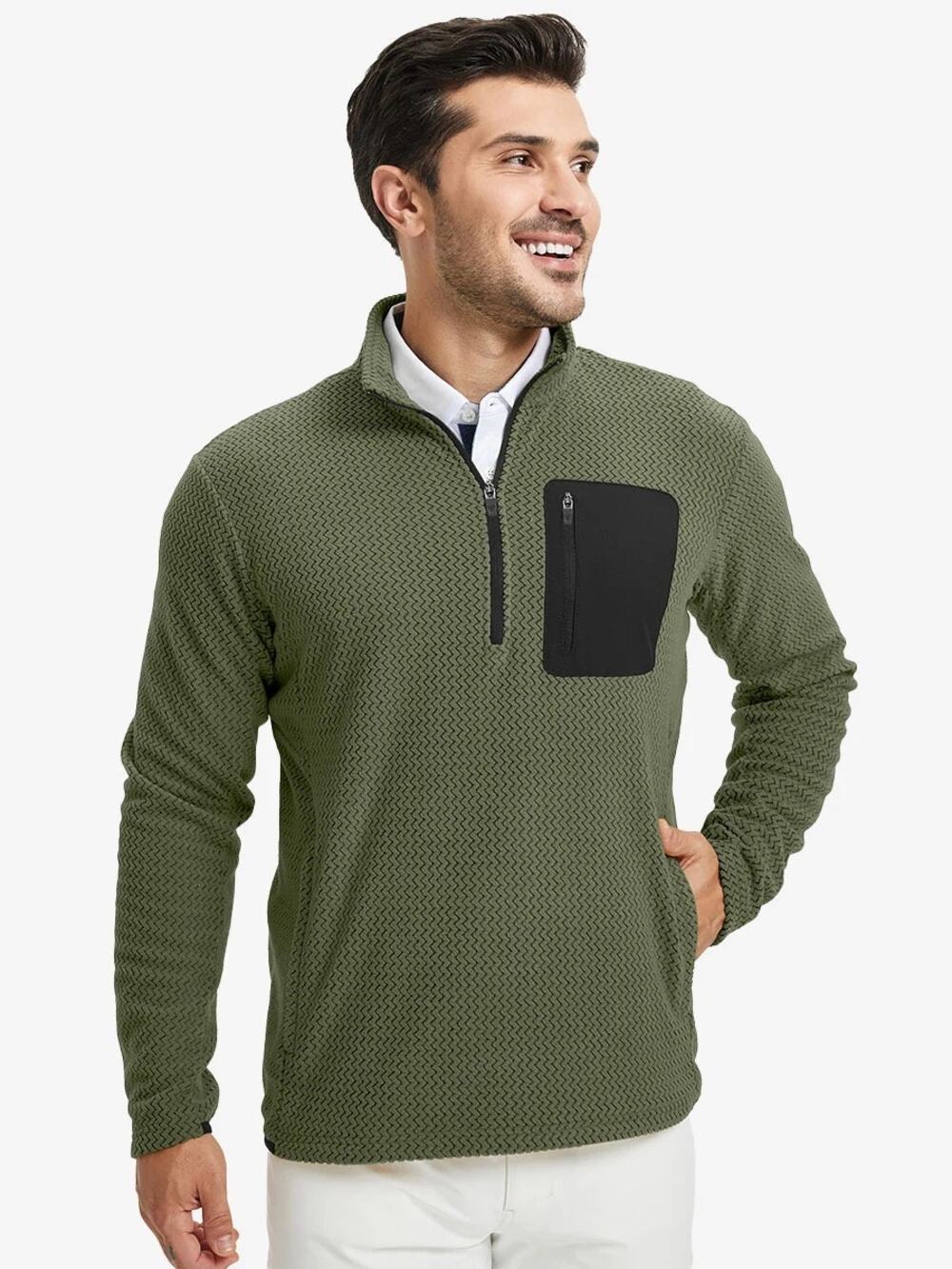 Maelreg Warm Stretchy Quarter Zip With Pocket